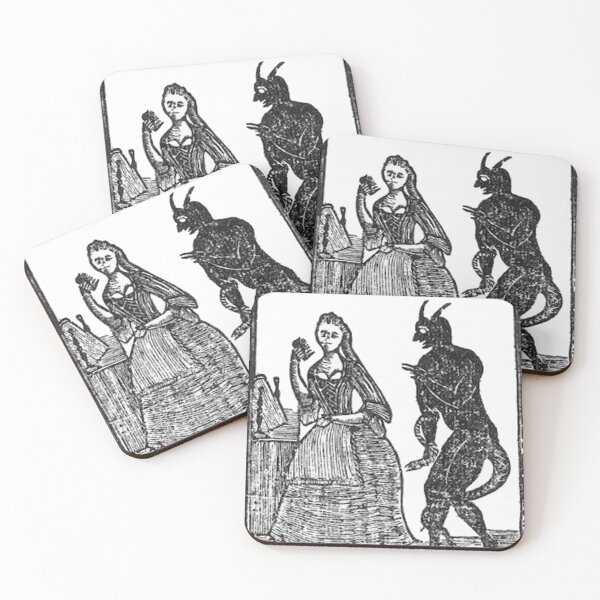 Item preview, Vintage Witch Trials etching a witch is tempted by the devil designed and sold by Vintage Designs +.