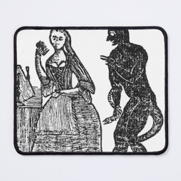 Item preview, Vintage Witch Trials etching a witch is tempted by the devil designed and sold by Vintage Designs +.