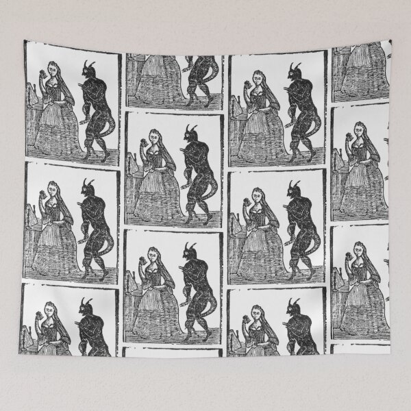 Item preview, Vintage Witch Trials etching a witch is tempted by the devil designed and sold by Vintage Designs +.