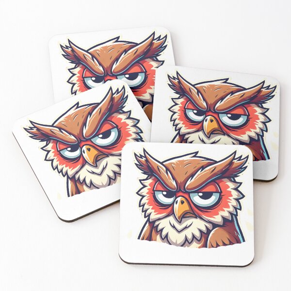 Item preview, Angry Owl Face - Grumpy Night Bird, Funny Moody Owl, Sarcastic Bird Art, Fierce Cartoon Owl Sticker designed and sold by zeecharmtee.
