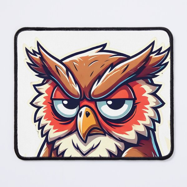 Item preview, Angry Owl Face - Grumpy Night Bird, Funny Moody Owl, Sarcastic Bird Art, Fierce Cartoon Owl Sticker designed and sold by zeecharmtee.