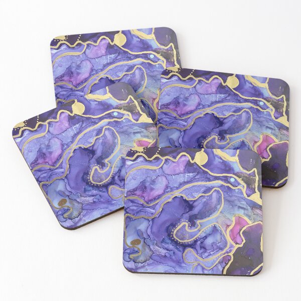 Item preview, Purple gold ink abstract painting  designed and sold by MindfulArtSandy.