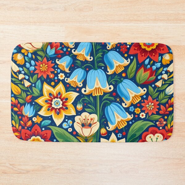 Item preview, Scandinavian Folk Art Floral Harmony – Bluebells and Bold Blooms by heidiannemorris designed and sold by FOLK ART FUSION.