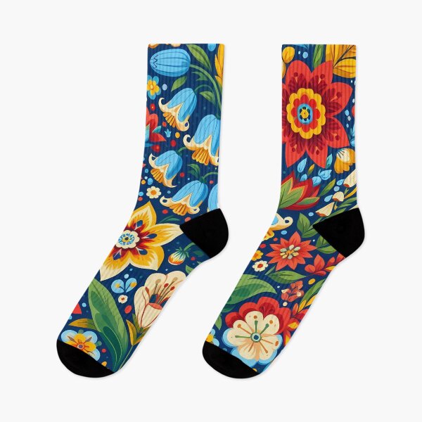 Item preview, Scandinavian Folk Art Floral Harmony – Bluebells and Bold Blooms by heidiannemorris designed and sold by FOLK ART FUSION by heidiannemorris.