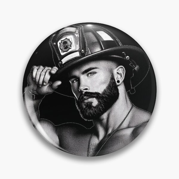 Item preview, Pointillism Gay Firefighter Hot Stuff LGBTQ Pride Graphic Design designed and sold by ItsAKinkThing.