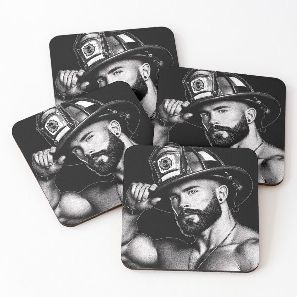 Item preview, Pointillism Gay Firefighter Hot Stuff LGBTQ Pride Graphic Design designed and sold by ItsAKinkThing.