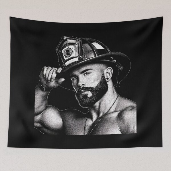 Item preview, Pointillism Gay Firefighter Hot Stuff LGBTQ Pride Graphic Design designed and sold by ItsAKinkThing.