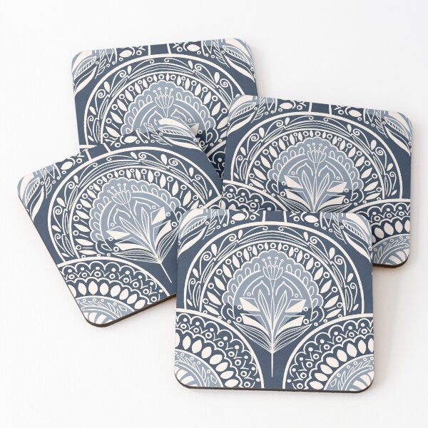 Item preview, Boho Doodle Mermaid Scales - Navy designed and sold by Tangerine-Tane.