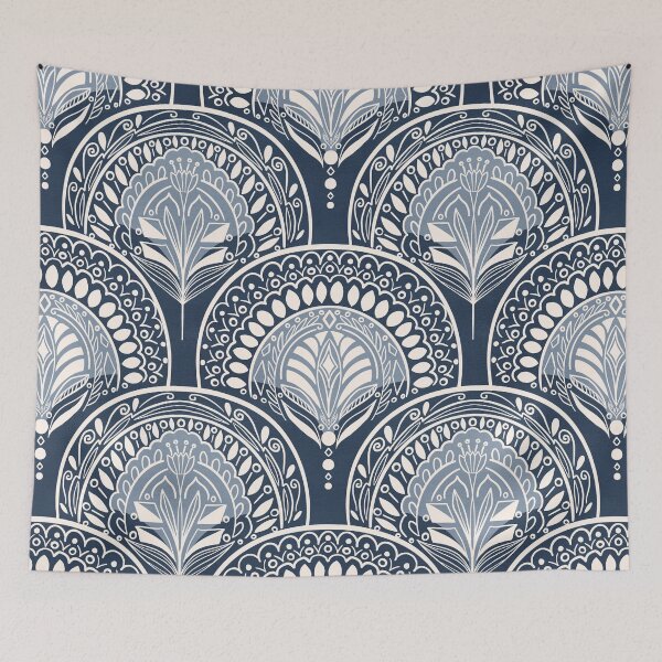 Item preview, Boho Doodle Mermaid Scales - Navy designed and sold by Tangerine-Tane.