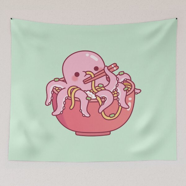Item preview, Cute Octopus Eating Ramen Noodles In Bowl designed and sold by rustydoodle.