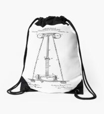 Tesla Coil Patent Black Drawstring Bag