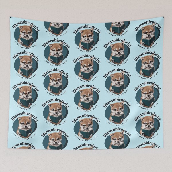 Item preview, Librocubicularist. A cute shiba inu puppy reading designed and sold by MySciPic.