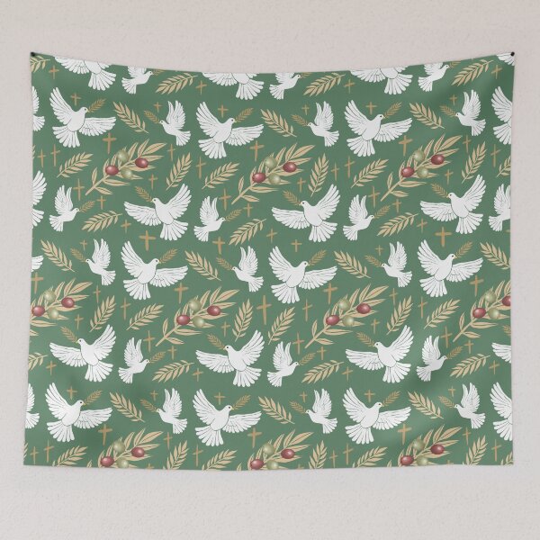 Item preview, Christian Easter Crosses, Doves and Olive Branches Seamless Pattern designed and sold by SpiritedArtwork.
