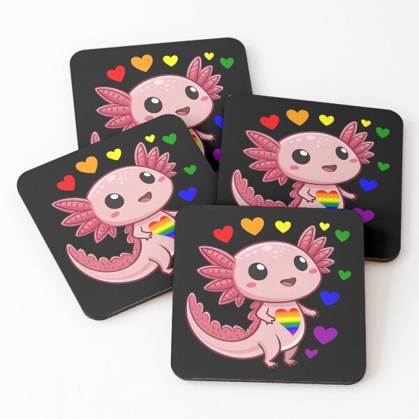 Item preview, Kawaii Axolotl with Rainbow Hearts - LGBTQ+ Pride Art designed and sold by Travelslightly.