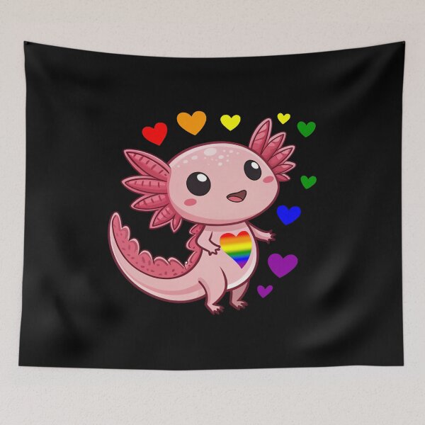 Item preview, Kawaii Axolotl with Rainbow Hearts - LGBTQ+ Pride Art designed and sold by Travelslightly.