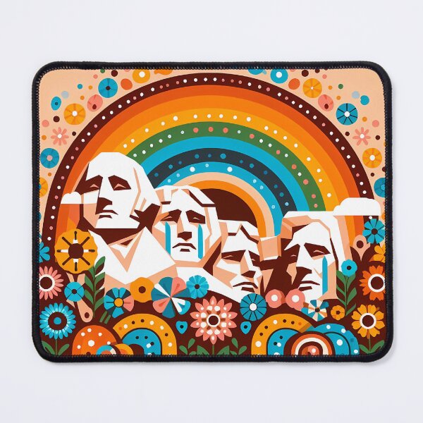 Item preview, Scandinavian Folk Art Mount Rushmore – Tears of a Nation with Rainbow and Flowers by heidiannemorris designed and sold by FOLK ART FUSION.