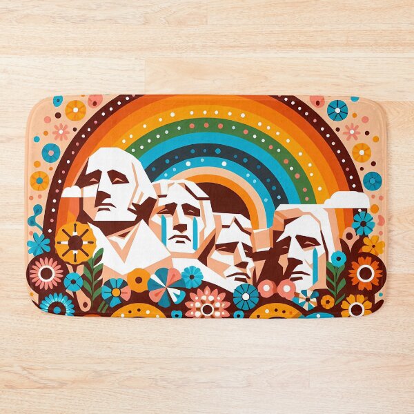 Item preview, Scandinavian Folk Art Mount Rushmore – Tears of a Nation with Rainbow and Flowers by heidiannemorris designed and sold by FOLK ART FUSION.