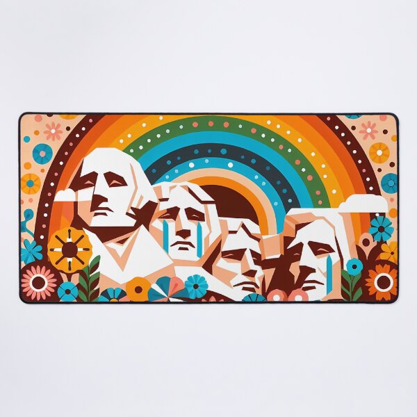 Item preview, Scandinavian Folk Art Mount Rushmore – Tears of a Nation with Rainbow and Flowers by heidiannemorris designed and sold by FOLK ART FUSION by heidiannemorris.