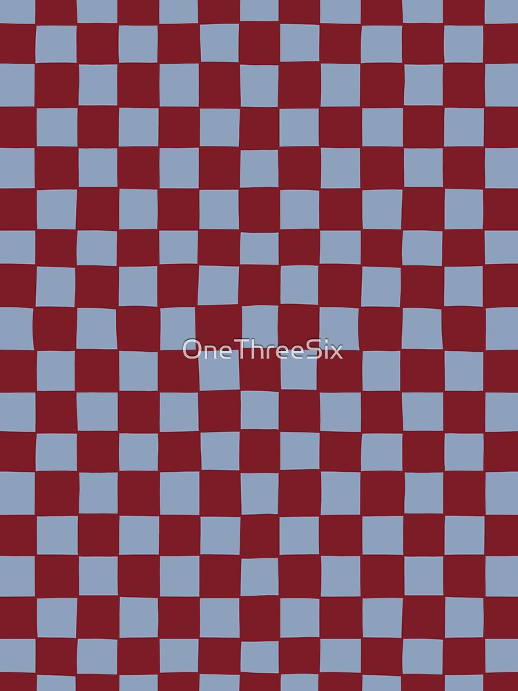 Small, Freehand, Red and Blue, Checkerboard