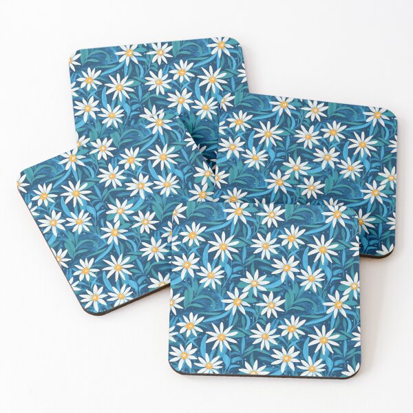 Item preview, white narcissus and blue botanicals designed and sold by PoppyLaneStudio.