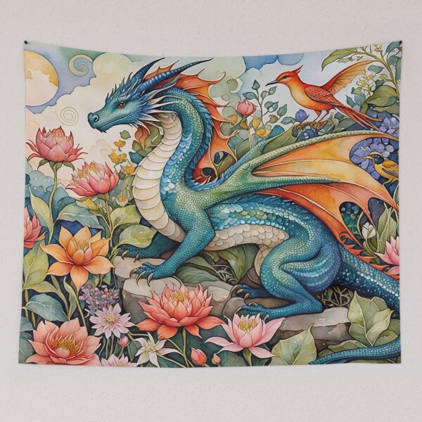 Item preview, Dragon Among Flowers designed and sold by M-Y-A-R-T-.