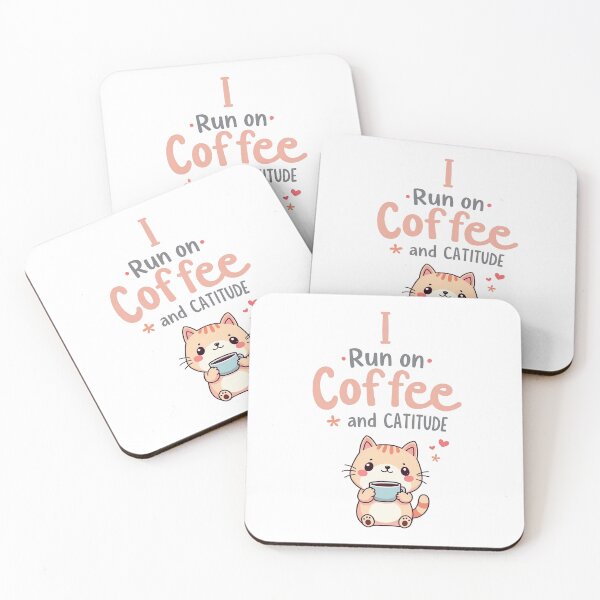 Item preview, I Run on Coffee and Catitude Cat designed and sold by PEC-Studio.