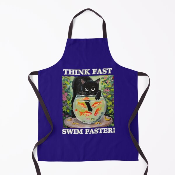Item preview, Think Fast, Swim Faster – Funny Cat & Goldfish Art designed and sold by Divine Lens Art.