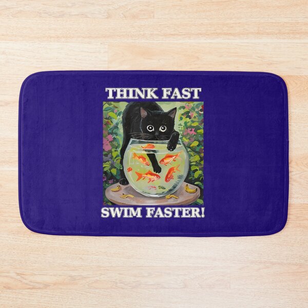 Item preview, Think Fast, Swim Faster – Funny Cat & Goldfish Art designed and sold by Divine Lens Art.