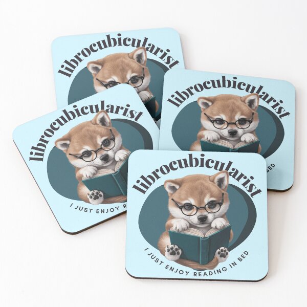 Item preview, Librocubicularist. A cute shiba inu puppy reading designed and sold by MySciPic.