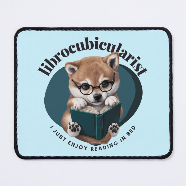 Item preview, Librocubicularist. A cute shiba inu puppy reading designed and sold by MySciPic.