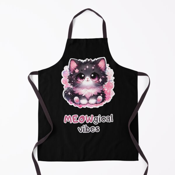 Item preview, Meowgical Vibes. Sweet and adorable fluffy kitten with huge sparkling eyes in pink and black fur, fantasy dreamy background designed and sold by All-Of-Art.