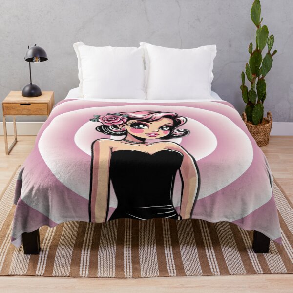 Item preview, Retro Pink Lady in Black Dress designed and sold by ZanyPaintbrush.