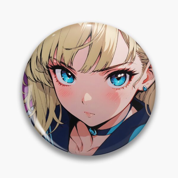 Artikelvorschau, Retro Anime Schulmädchen Blonde Haare Strahlend Blaue Augen entworfen und verkauft von SekaiVibes.