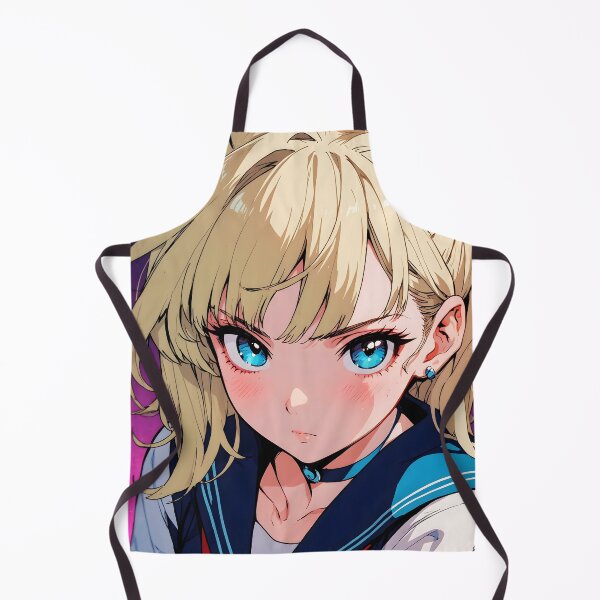 Artikelvorschau, Retro Anime Schulmädchen Blonde Haare Strahlend Blaue Augen entworfen und verkauft von SekaiVibes.