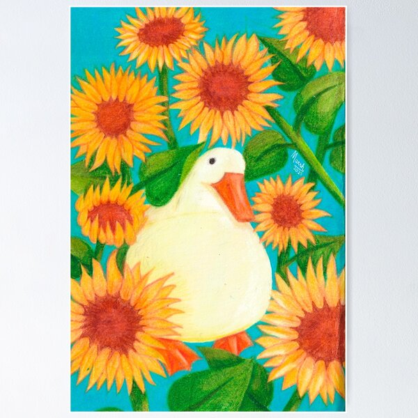 Item preview, Cute Duck in the Sunflowers designed and sold by MarshArtes.