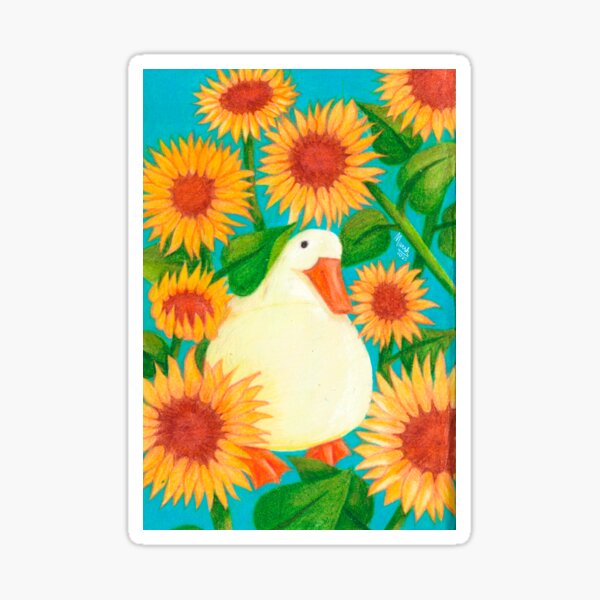 Vista previa del artículo con la obra «Lindo pato entre los girasoles», diseñado y vendido por MarshArtes.
