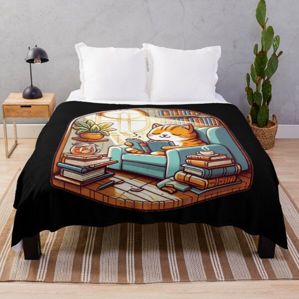Item preview, Cozy Cat reading a cozy book with cozy vibes in cozy place designed and sold by Coollzone.