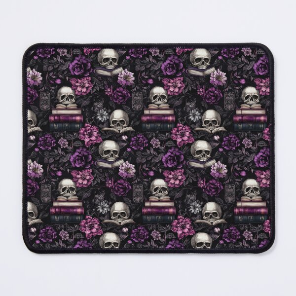 Item preview, skulls and books in purple and black designed and sold by PoppyLaneStudio.