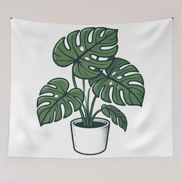 Item preview, Monstera Deliciosa in a Pot – Botanical Illustration designed and sold by Linework Studio.