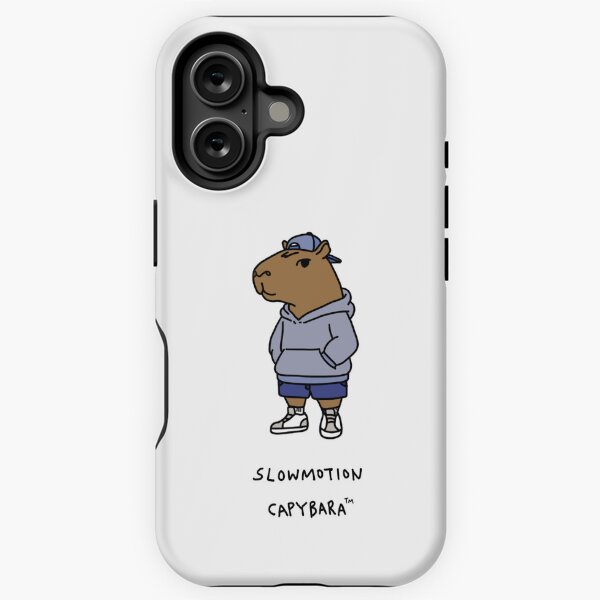 Aperçu de l'œuvre Capybara avec un sweat à capuche bleu créée et vendue par Slowmotion Capybara.