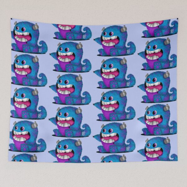 Item preview, cute blue and purple monster (purple background version) designed and sold by GeryMendezShop.