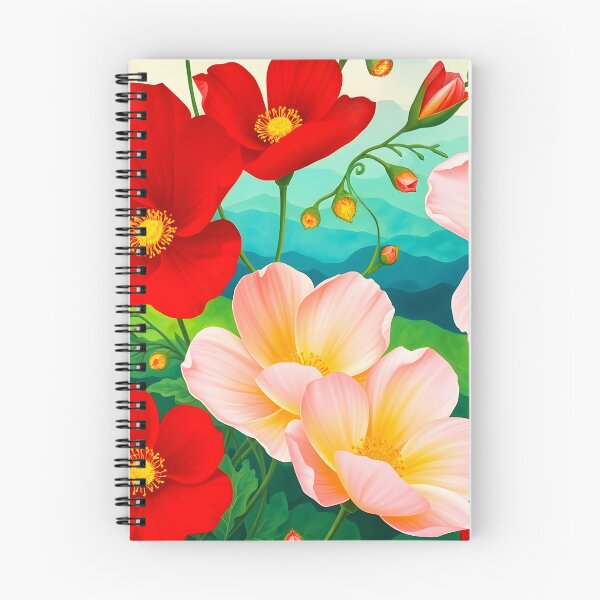 Item preview, Garden cosmos red and pastel pink flowers illustration Mexican aster cosmea Cosmos bipinnatus designed and sold by EmeraldeaArt.