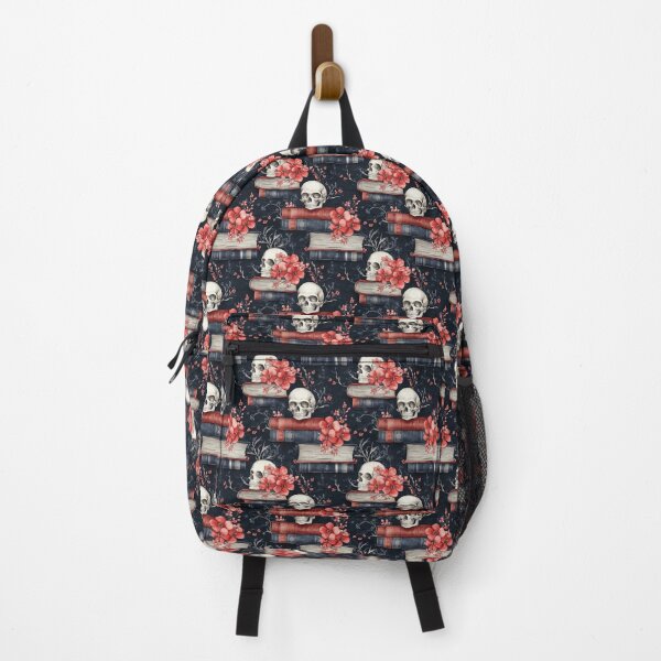 Item preview, skulls and books in red and blue designed and sold by PoppyLaneStudio.