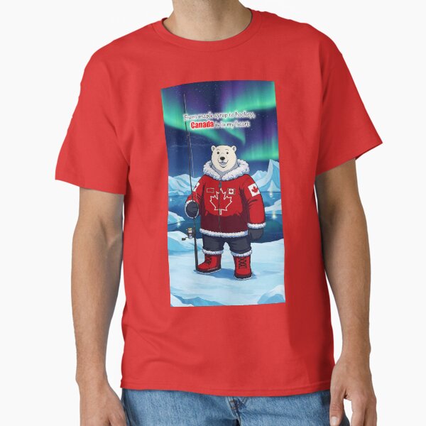 Canadá en mi corazón: jarabe de arce, hockey y diseño de vida silvestre Camiseta clásica