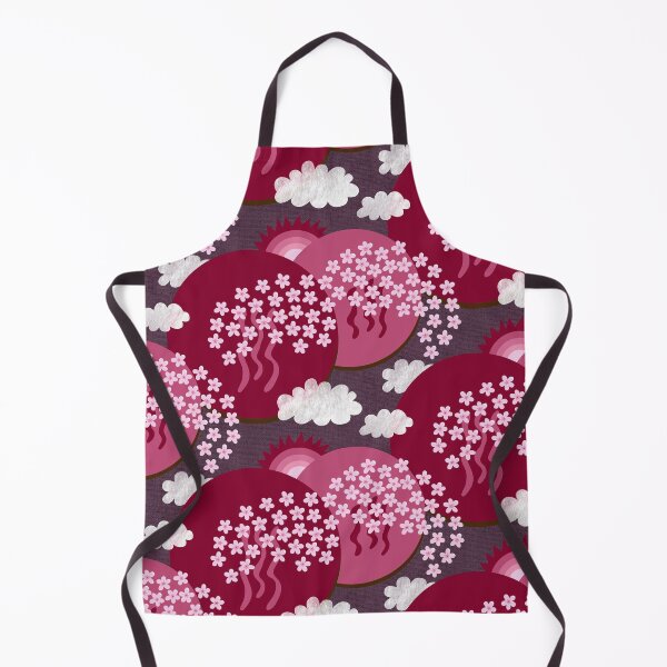 Item preview, Sakura landscape with cherry blossoms, sun and clouds – Japanese art red and purple designed and sold by colorofmagic.