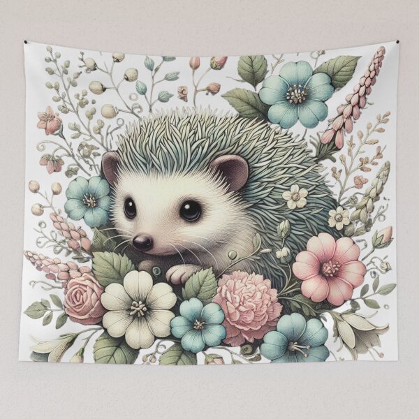 Item preview, Hedgehog & Nordic -Inspired Floral Design designed and sold by Dream Bloom Gallery.