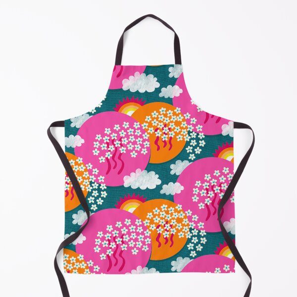 Item preview, Sakura landscape with cherry blossoms, sun and clouds – Japanese art pink and orange designed and sold by colorofmagic.