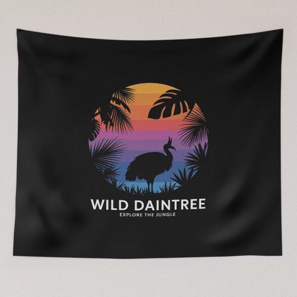 Item preview, Cassowary in Daintree National Park Australia Tropical Sunset – Retro Vintage Sunset Design designed and sold by pod24.