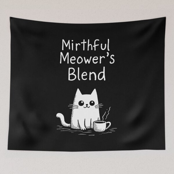 Item preview, Mirthful Meower's Blend. Cute Cat and Cup of Coffee designed and sold by twisted-dot.