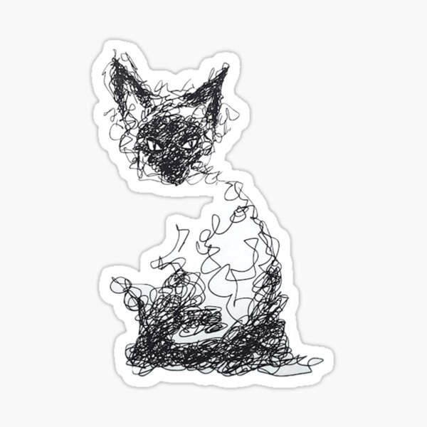 Scribble-art Cat Sticker